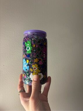 Purple Glitter Care Bears tumbler 16oz